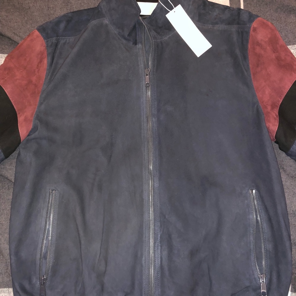 Vince Men’s Colorblock Leather Track Jacket Size L - Picture 5 of 7